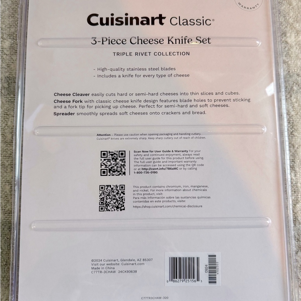 Cuisinart 3-Piece Cheese Classic Knife Set NWT - Picture 6 of 7